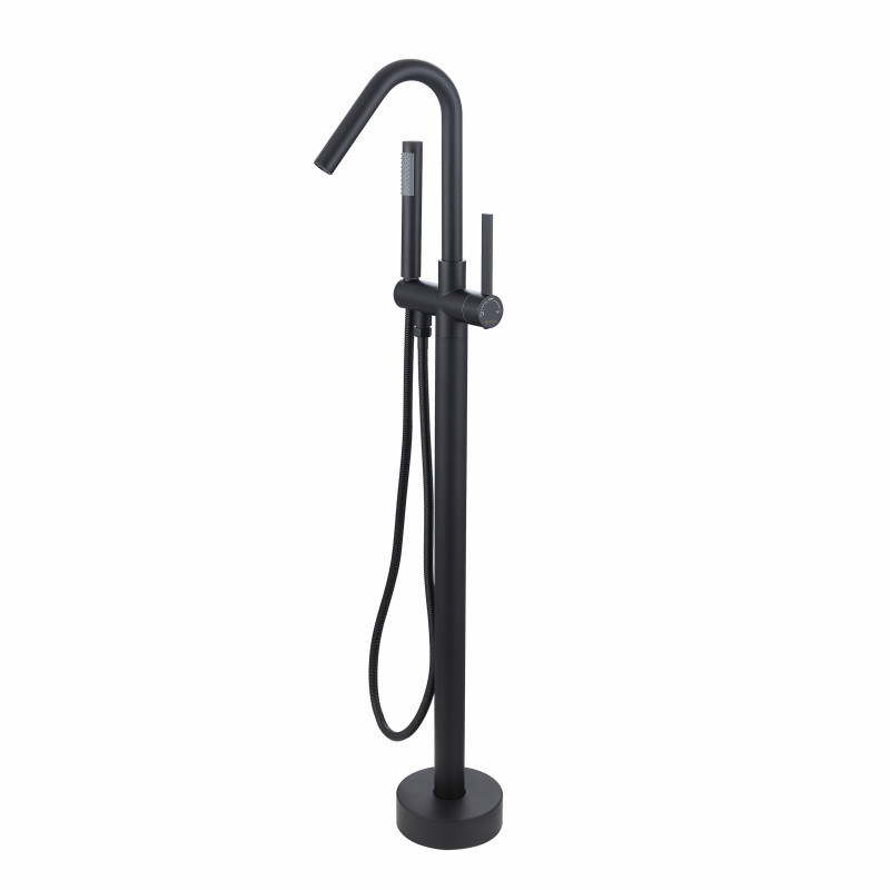 BOND Круг B05-4988 Смеситель напольный черный для ванны с душем с поворотным изливом BOND Круг B05-4988 Смеситель напольный черный для ванны с душем с поворотным изливом